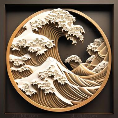 3D model great wave (STL)